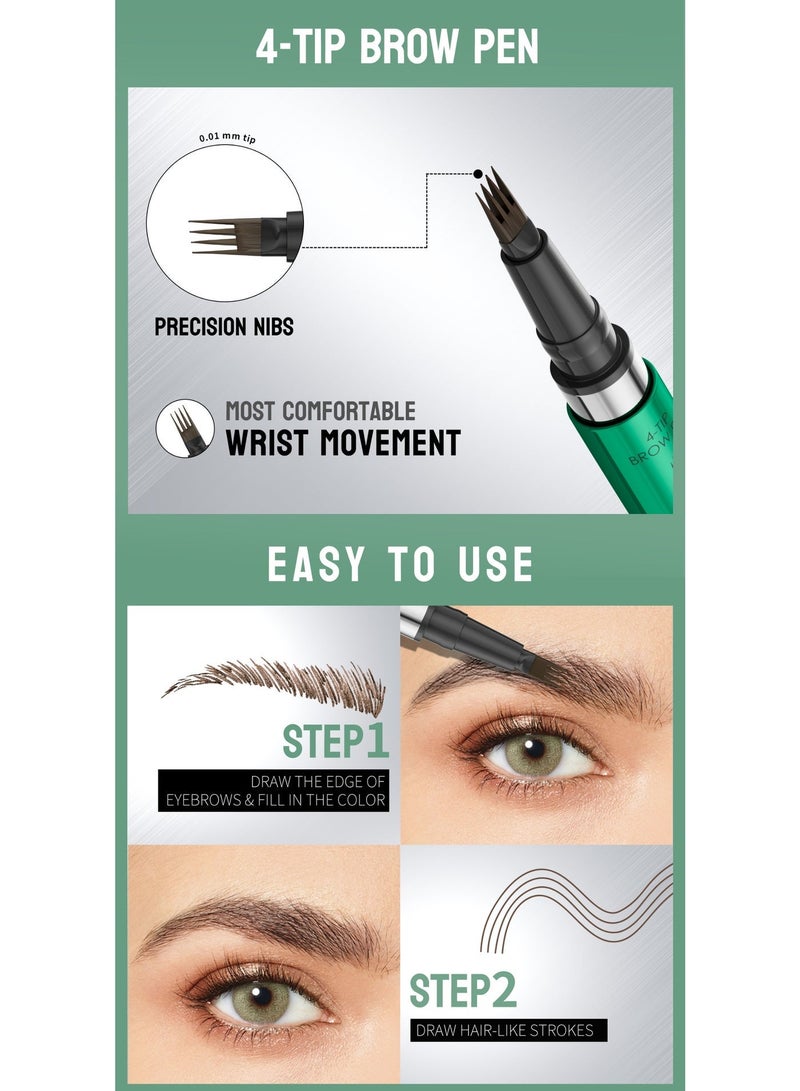 ZMDREAM Liquid Eyebrow Pencil 4-Tip for Women  Microblading Tatoo Brow Pen Smudge Resistant Waterproof & Long-Lasting,Black - Image 5